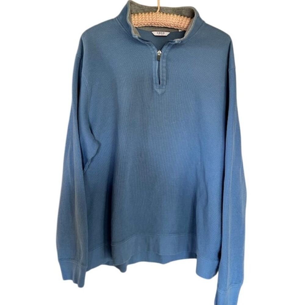 Izod Sky Blue Half Zip Mens Sweatshirt 100% Cotton Size XXL